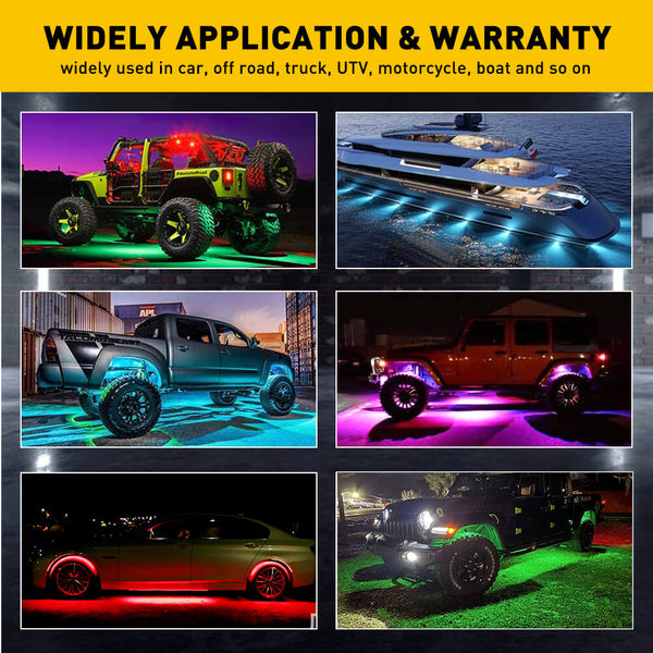 2024 Upgraded RGB Dreamcolor LED Car Underglow Lights Music Bluetooth APP Remote Control Strip