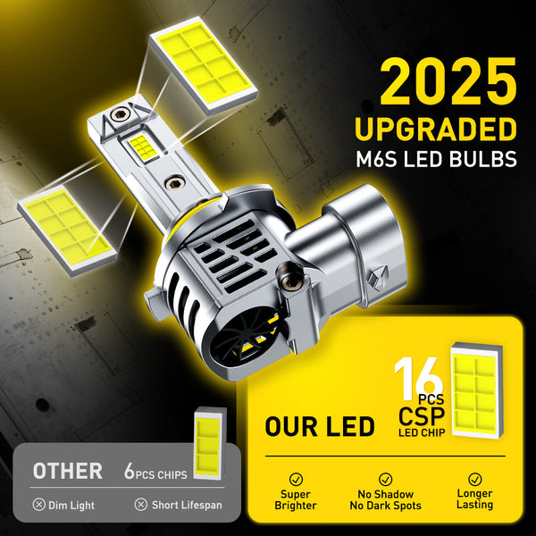 2025 New Upgraded 9005 LED Headlight Bulbs, 13000LM/Set, AUXITO M6S Series