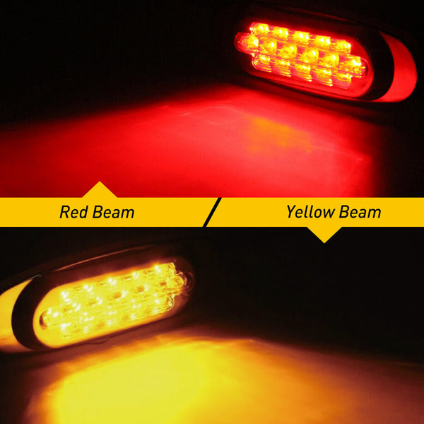 2PCS 16-Leds Oval LED Side Marker Lights Chrome Bezel for 12V Heavy Trucks, Semi-Trailer Trucks
