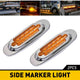2PCS 16-Leds Oval LED Side Marker Lights Chrome Bezel for 12V Heavy Trucks, Semi-Trailer Trucks