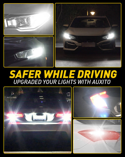 3156 3157 LED Bulbs White 4000LM Super Bright with Built-in Resistor for Reverse Backup Parking Daytime Running Turn Signal Lights