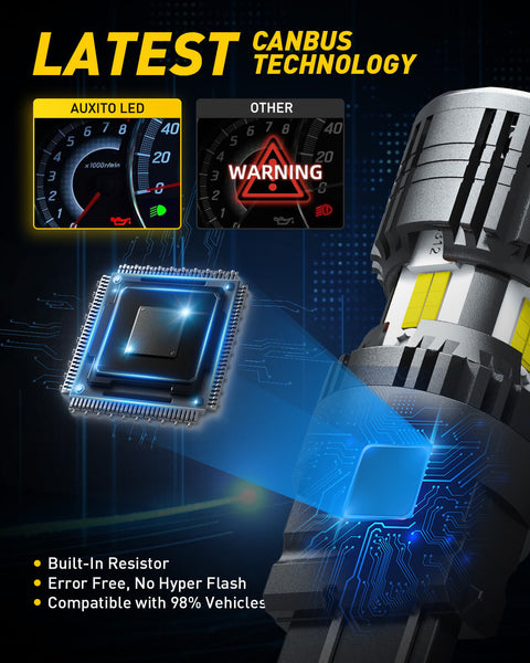 3156 3157 LED Bulbs White 4000LM Super Bright with Built-in Resistor for Reverse Backup Parking Daytime Running Turn Signal Lights