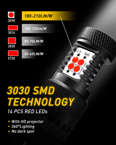 3157 3156 LED Bulbs with Projector for Car Tail Lights Brake Lights, Red