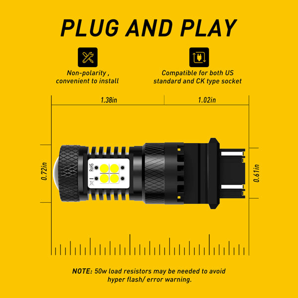 3157 3156 LED Bulbs with Projector for Car Tail Lights Reverse Back up Lights, White
