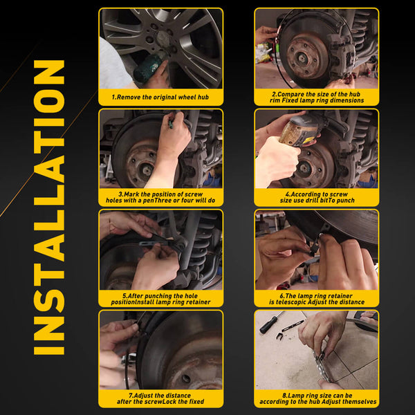 4*15.5 inch LED Wheel Ring Lights RGB Color Brake Chasing Turn Signal for Car Truck Vehicle (with APP+Remote Control)