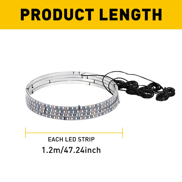 4*15.5 inch LED Wheel Ring Lights RGB Color Brake Chasing Turn Signal for Car Truck Vehicle (with APP+Remote Control)