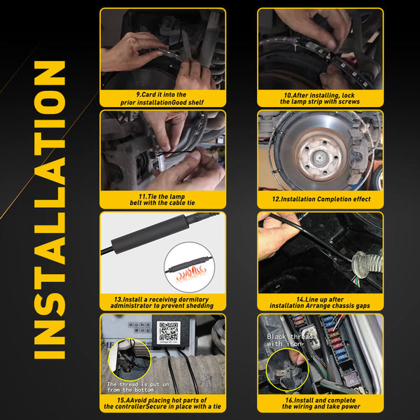 4*15.5 inch LED Wheel Ring Lights RGB Color Brake Chasing Turn Signal for Car Truck Vehicle (with APP+Remote Control)