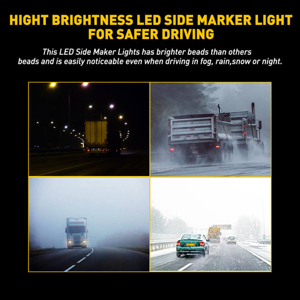 4 Inch 3 LEDs Front Rear LED Side Marker Light for 12V Truck Trailer RV 4PCS