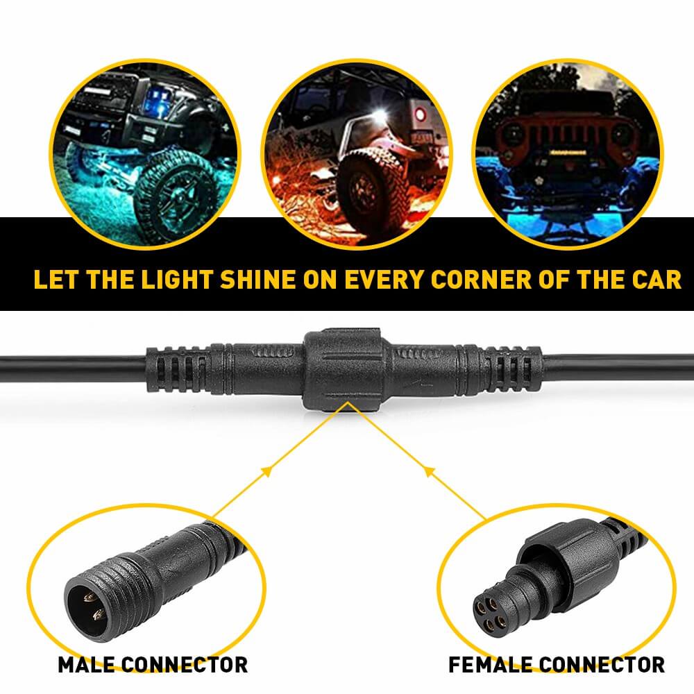 10-Pack 4-Pin Solderless LED Strip Connectors – 5 Male & 5 Female For 3528/5050 RGB Lights