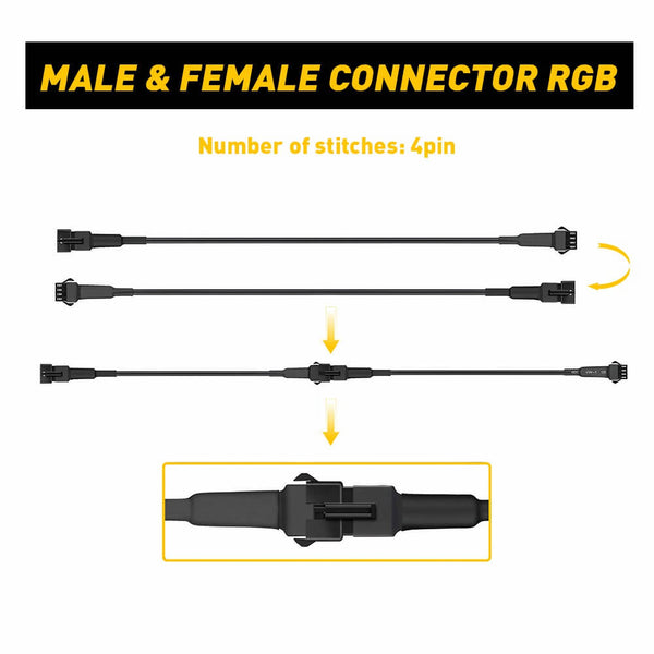 4 Pin Extension Wire Cable Connector For RGB LED Strip Rock Lights Glow-1.5M