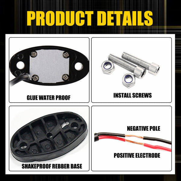 4pcs LED Rock Lights For Jeep Off-Road Truck UTV ATV Underbody Wheel Light-9 LEDs per Light