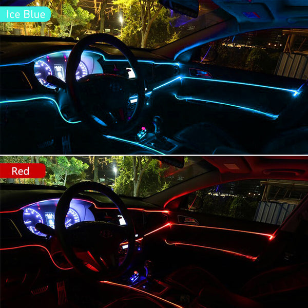 6.56FT Auto Car Interior Atmosphere Wire Strip Light LED Decor Lamp Accessories