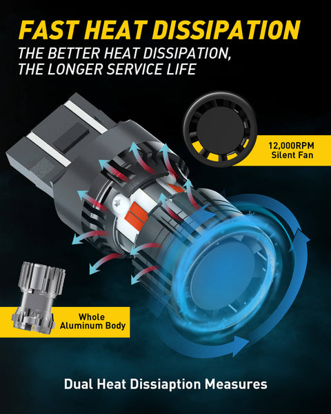 7440 7443 LED Bulbs Red with Built-in Resistor CANBUS Error Free Brake Lights, Tail Lights, Stop Lights, Turn Signal Lights