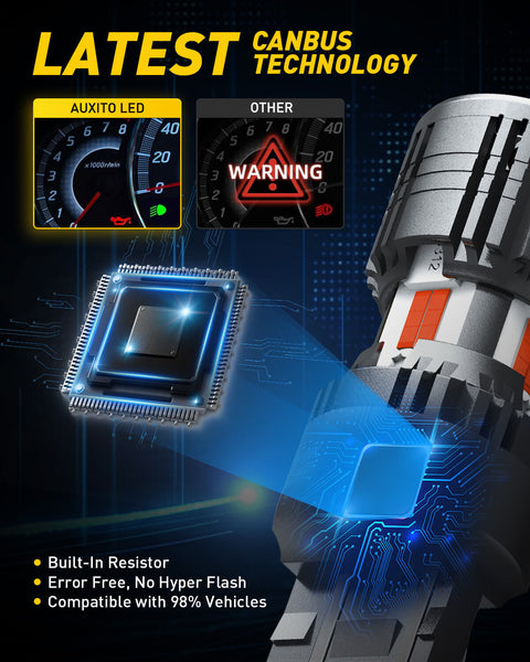 7440 7443 LED Bulbs Red with Built-in Resistor CANBUS Error Free Brake Lights, Tail Lights, Stop Lights, Turn Signal Lights