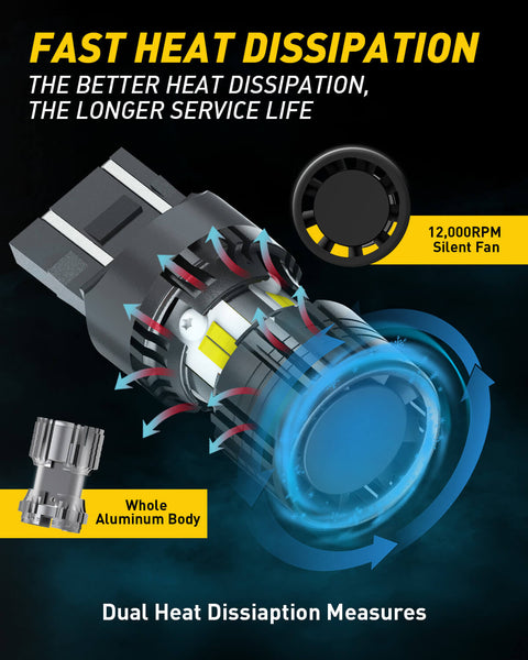 7443 7440 LED Bulb Reverse light with Built In Resistor CANbus Ready 7441 7444 W21W LED White Bulb for Backup Parking Daytime Running Lights