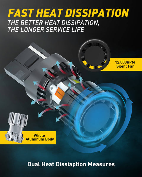 7443 7444 Switchback LED Turn Signal Bulbs, CANbus Error Free Anti Hyper Flash linker Bulb, White and Amber - 2 pack