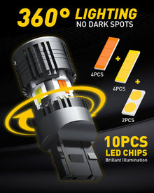 AUXITO CANBUS 4KP10 Series 7443 7444NA Switchback LED Bulbs with Built