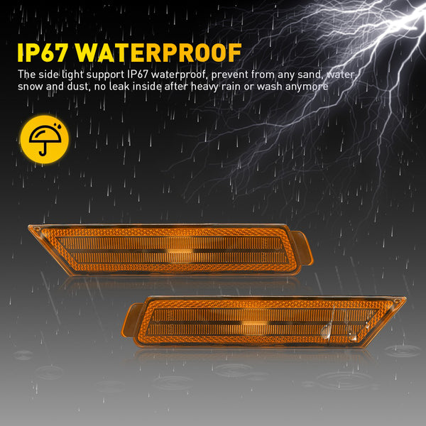 Amber LED Side Marker Light Reflector for Chevrolet Camaro 2010-2015, Front Bumper