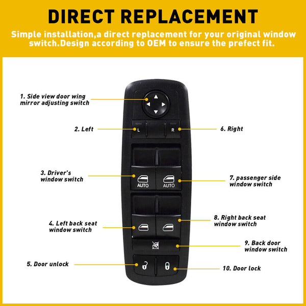 aster Power Window Control Switch for 2011-2013 Jeep Grand Cherokee Dodge DURANGO 11Pin