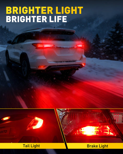 AUXITO 1156 LED Bulb Red 400% Super Bright 7506 BA15S P21W LED Replacement with Projector for Taill Brake Backup Reverse DRL Signal Parking Lights