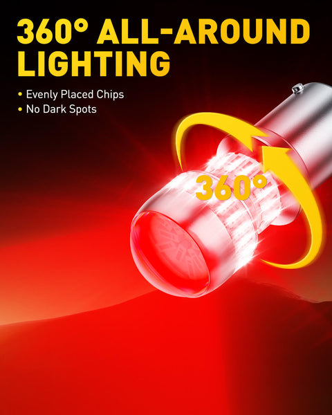 AUXITO 1156 LED Bulb Red 400% Super Bright 7506 BA15S P21W LED Replacement with Projector for Taill Brake Backup Reverse DRL Signal Parking Lights