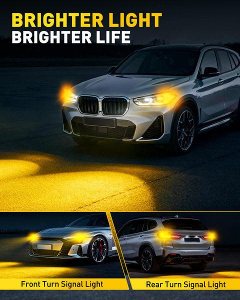 AUXITO 1156 LED Bulbs Amber Yellow 400% Super Bright 7506 BA15S P21W LED Bulb with Projector for Front Rear LED Turn Signal Bulb DRL Marker Blinker Parking Lights