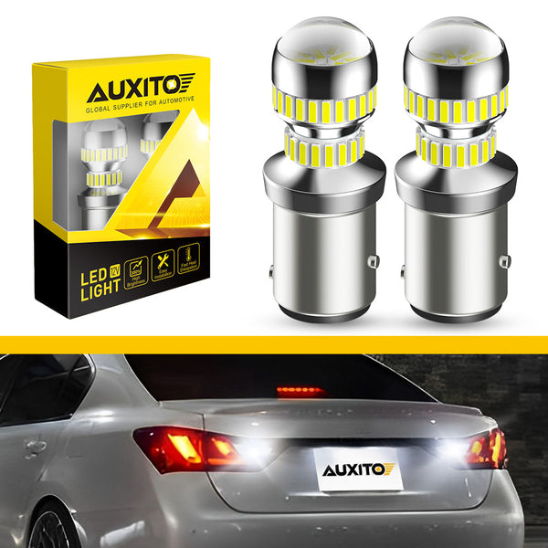 AUXITO 2x 1157 BAY15D SMD LED Bulbs – Super Bright 6500K White For Tail/Brake/Reverse, CANbus
