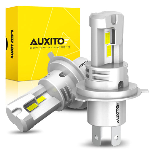 AUXITO 2024 Upgraded H4 9003 LED Headlight Bulb, 800% Super Bright, 6500K White Wireless H4 LED Bulbs, 9003 Headlight Bulb with Fan, Pack of 2