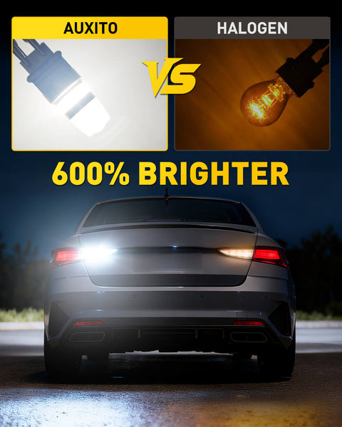 AUXITO 3156 3157 LED Bulb White Reverse Lights, 600% Brighter with Projector, Pack of 2
