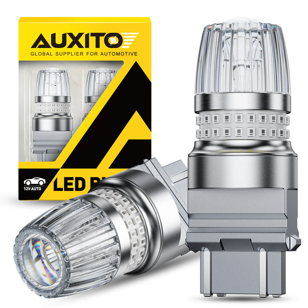 AUXITO 3157 LED Bulbs Red Tail Brake Light Bulb, 600% Brighter with Projector, Pack of 2