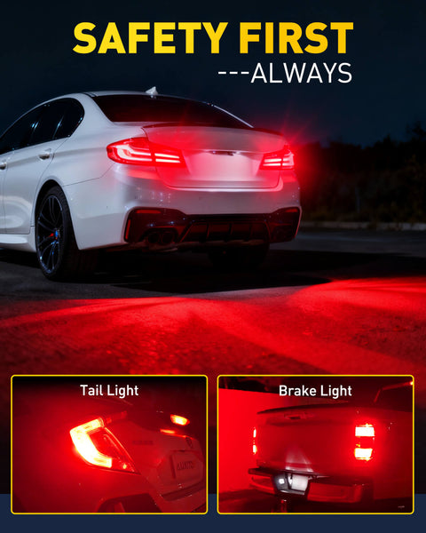 AUXITO 3157 LED Bulbs Red Tail Brake Light Bulb, 600% Brighter with Projector, Pack of 2