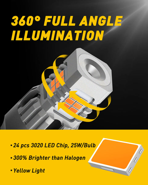 AUXITO 7443 Anti Hyper Flash Amber LED Turn Signal Light Bulb Error Free