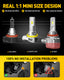 AUXITO 9005/HB3 & H11/H8/H9 LED Bulbs Combo 2024 M3S Upgrade, 800% Brighter 6500K Cool White, Compact 1:1 Size, Plug-and-Play