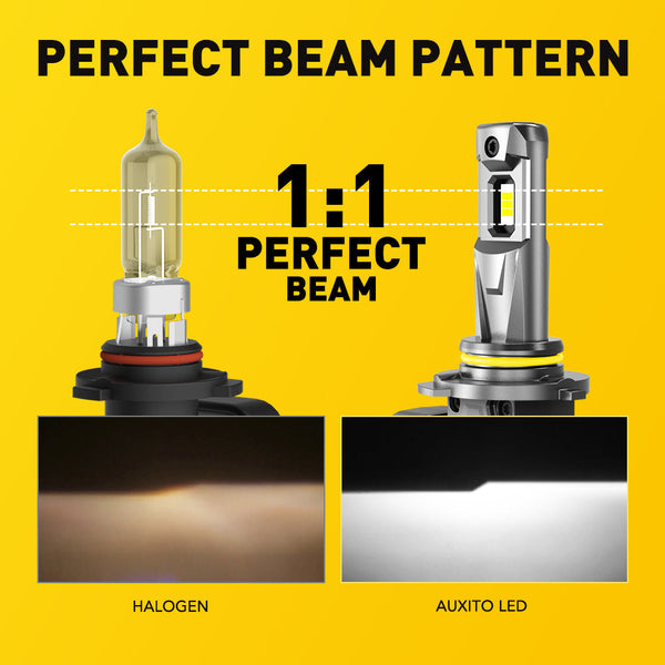 AUXITO 9006 Low Beam Headlight Bulb,22000LM 600% Brightness,2023 Upgraded 9006/ HB4 LED Headlight Bulbs,6500K White, Pack of 2