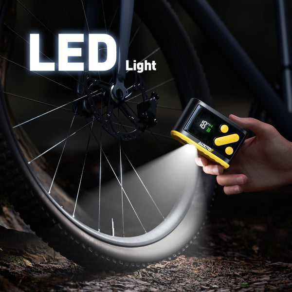 AUXITO A101 Mini Cordless Bike Pump 120 PSI, Electric Tire Inflator with Gauge, Presta & Schrader Valve, Fast Inflate for Road & Mountain Bikes, E-Bikes