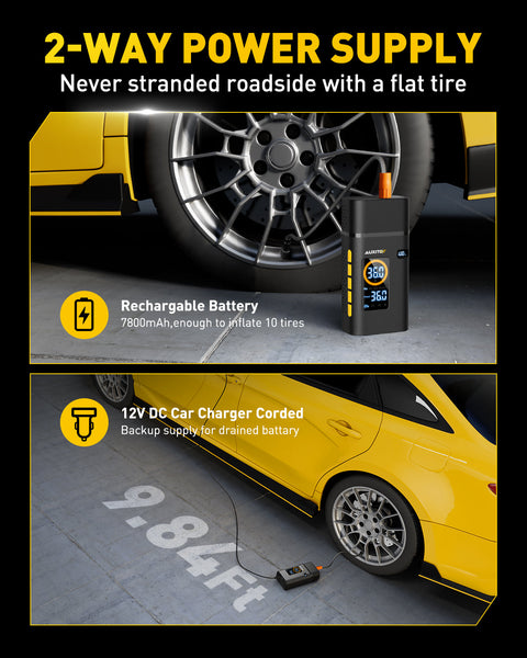 StartPro Cordless Tire Inflator – 150PSI Portable Air Compressor With LED Display, Flashlight, Auto Shut-Off For Car, Bike, Balls