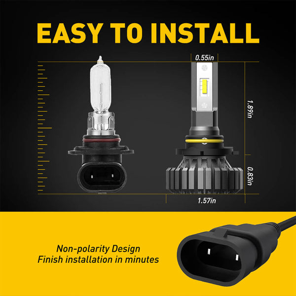 AUXITO B7 Series 9012/HIR2 LED Headlight Bulbs, Fanless