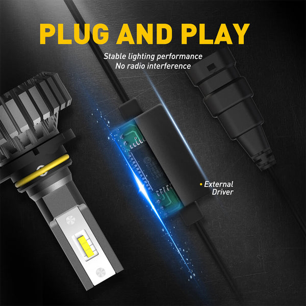 AUXITO B7 Series 9012/HIR2 LED Headlight Bulbs, Fanless