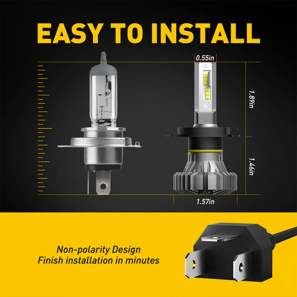 AUXITO B7 Series H4/9003 LED Headlight Bulbs, Fanless