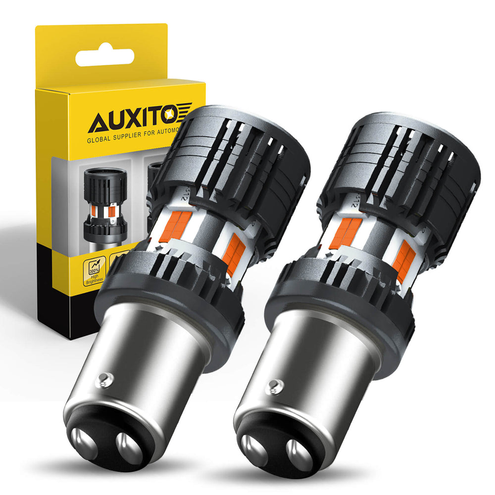 AUXITO CANBUS 1157 LED Bulbs Amber Yellow with Built-in Resistor 2057 2357 7528 BAY15D P21/5W Anti-Hyper Flash Error Free Front Rear Turn Signal Lights Blinker Marker DRL Parking Lights