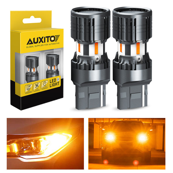 AUXITO CANBUS 7440 LED Bulbs Amber Yellow 4000 Lumens for Turn Signal Lights with Built-in Resistor Anti Hyper Flash 7440NA T20 7441 W21W WY21W Blinker Bulb Replacement