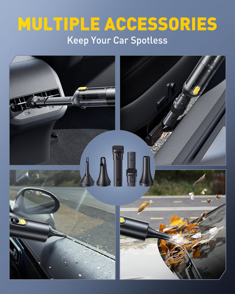 AUXITO Cordless Car Vacuum 14000Pa Cleaner | Mini Compact 5-in-1 Vacuum Blower Inflator for Car, Office Desk, Keyboards