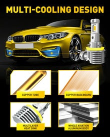 AUXITO M6 Series H11/H8/H16 LED Headlight Bulbs, 3000K Amber Yellow