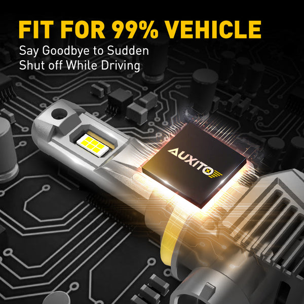 AUXITO H11 LED Headlight Bulbs, 22000LM 120W 600% Brighter Wireless H11 Headlight Bulb, 6500K Cool White H8 H9 LED Headlights , Pack of 2