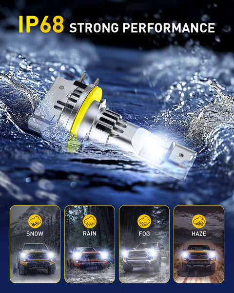 AUXITO H11B LED Light Bulbs, 6500K Cool White, Plug and Play, Pack of 2