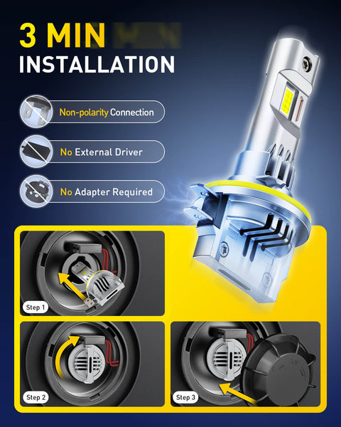 AUXITO H11B LED Light Bulbs, 6500K Cool White, Plug and Play, Pack of 2