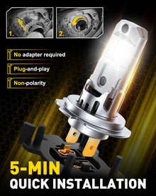 AUXITO GFM Series H7 LED Bulb 30W 10000LM 6500K Cool White with Coolin