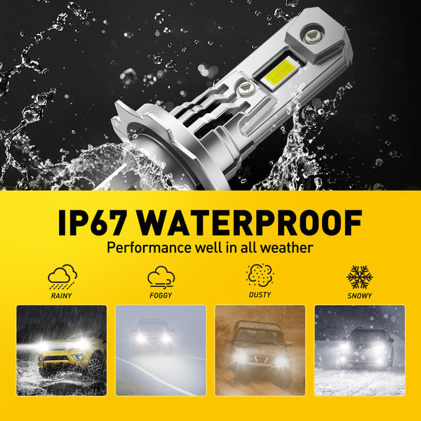 AUXITO H7 LED Forward Light Bulb, 500% Brighter 6500K White, No Adapter Needed, Simply Plug n Play, Built-in Fan, H7ll LED Bulbs for Fog Light DRL