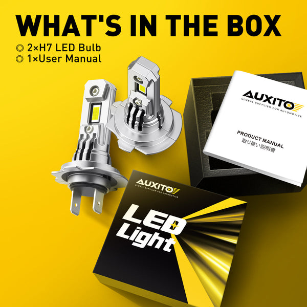AUXITO H7 LED Forward Light Bulb, 500% Brighter 6500K White, No Adapter Needed, Simply Plug n Play, Built-in Fan, H7ll LED Bulbs for Fog Light DRL