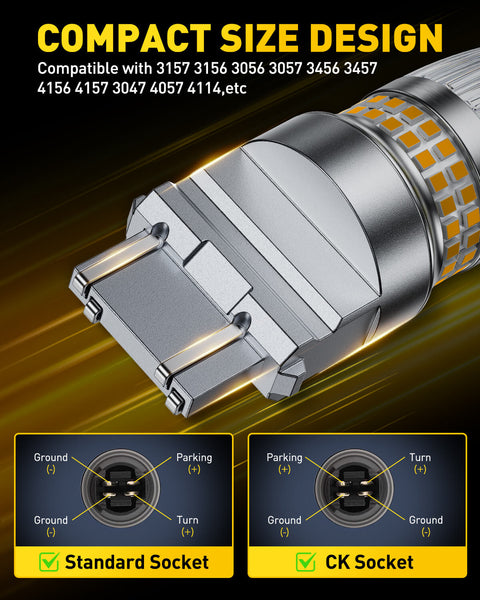 AUXITO Latest 3157 LED Bulb Amber Turn Signal Bulb, 600% Brighter with Projector, Pack of 2